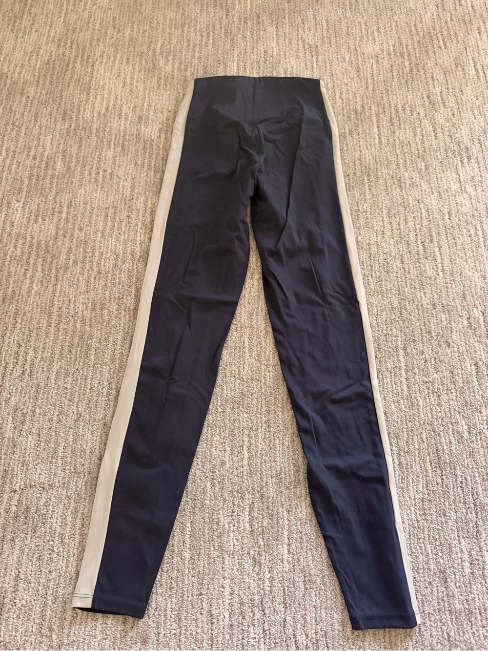 OYSHO Navy Leggings with Cream Side Stripe